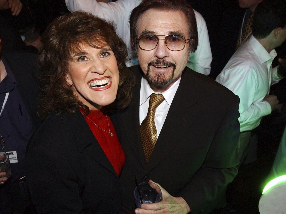 <em>Rowan & Martin's Laugh-In</em> co-stars Ruth Buzzi and Gary Owens at NBC's 75th Anniversary Party, in Los Angeles, in 2002. Buzzi was best known for her regular appearances in the variety TV show during the late 1960s and early 70s.