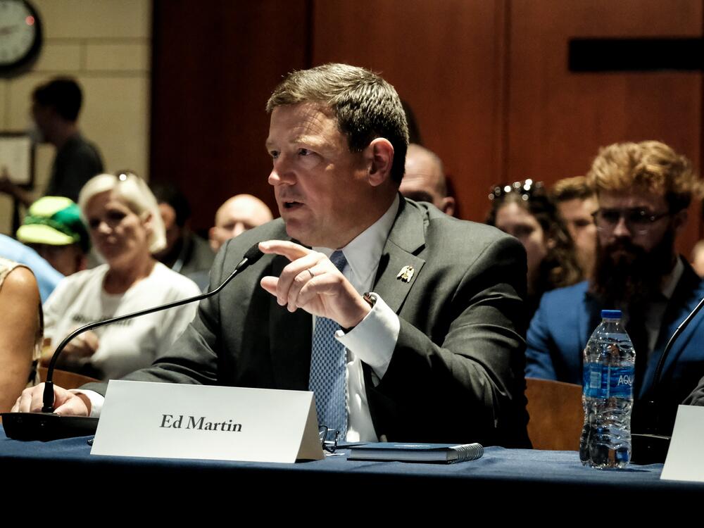 Ed Martin, now the interim U.S. attorney for the District of Columbia, speaks at a hearing on Capitol Hill on June 13, 2023.