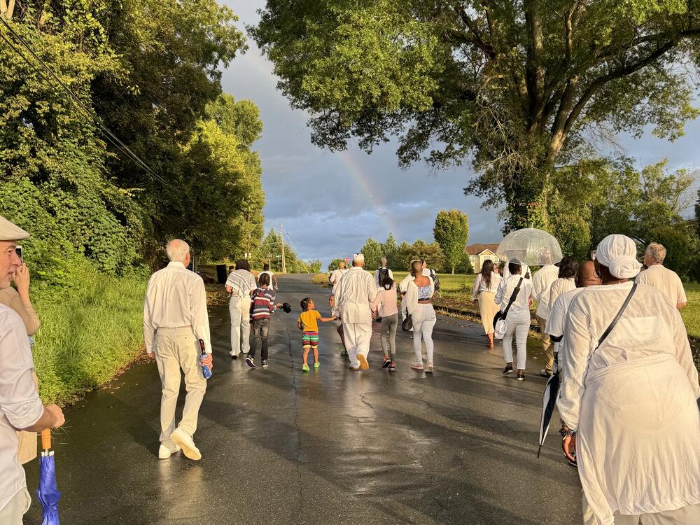 A production still from <em>Walking Water</em>, a site specific performance by Cornerstone Theater Company in September 2024. The Los Angeles-based arts organization was among the hundreds of groups who lost funding from the National Endowment for the Arts this week.
