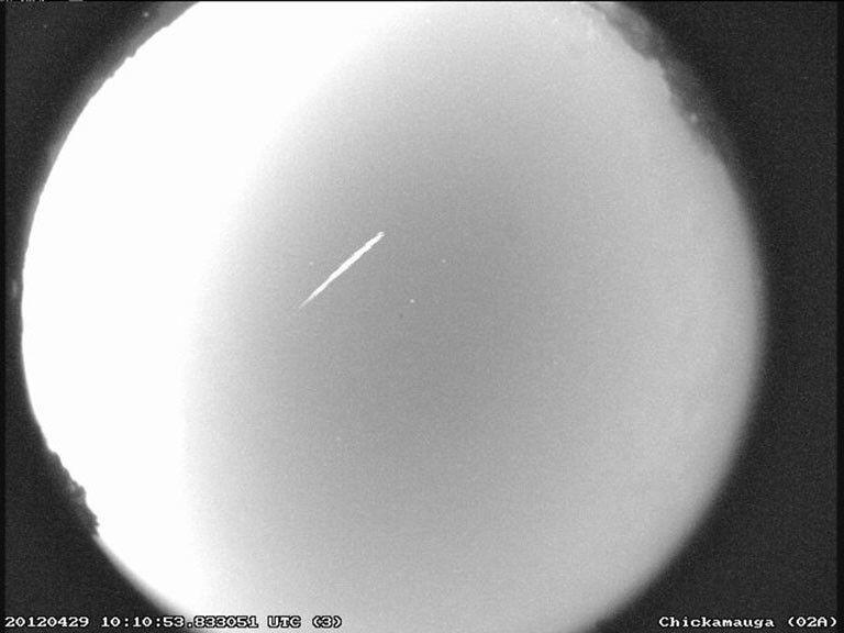 An Eta Aquarid meteor streaks over north Georgia on April 29, 2012.