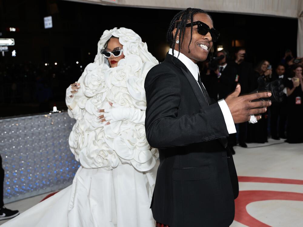 Rihanna and A$AP Rocky at the 2023 Met Gala. The rapper is one of the co-chairs of this year's gala.