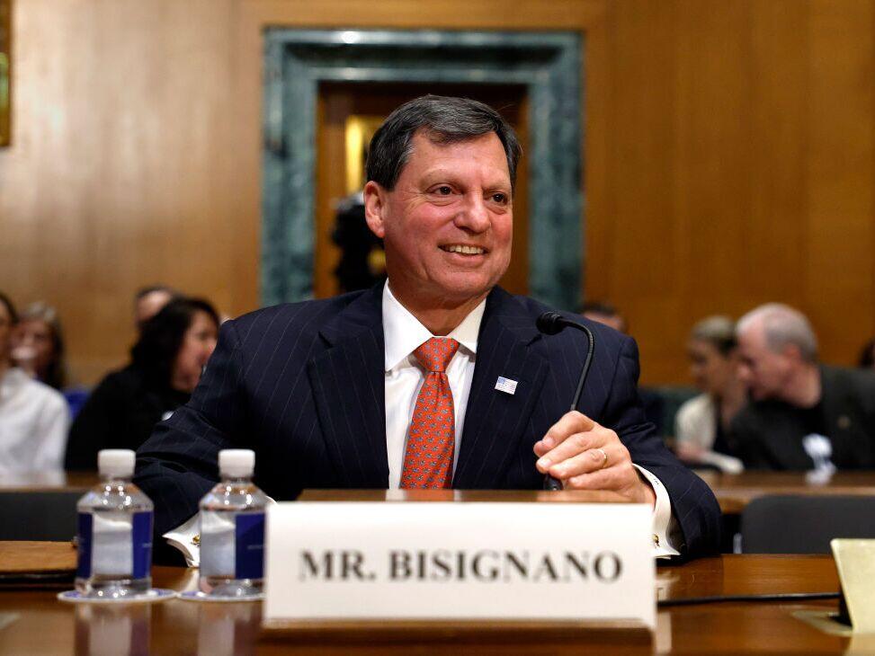 Frank Bisignano, President Trump's nominee to be commissioner of the Social Security Administration, testifies at his Senate Finance Committee confirmation hearing on Capitol Hill on March 25.