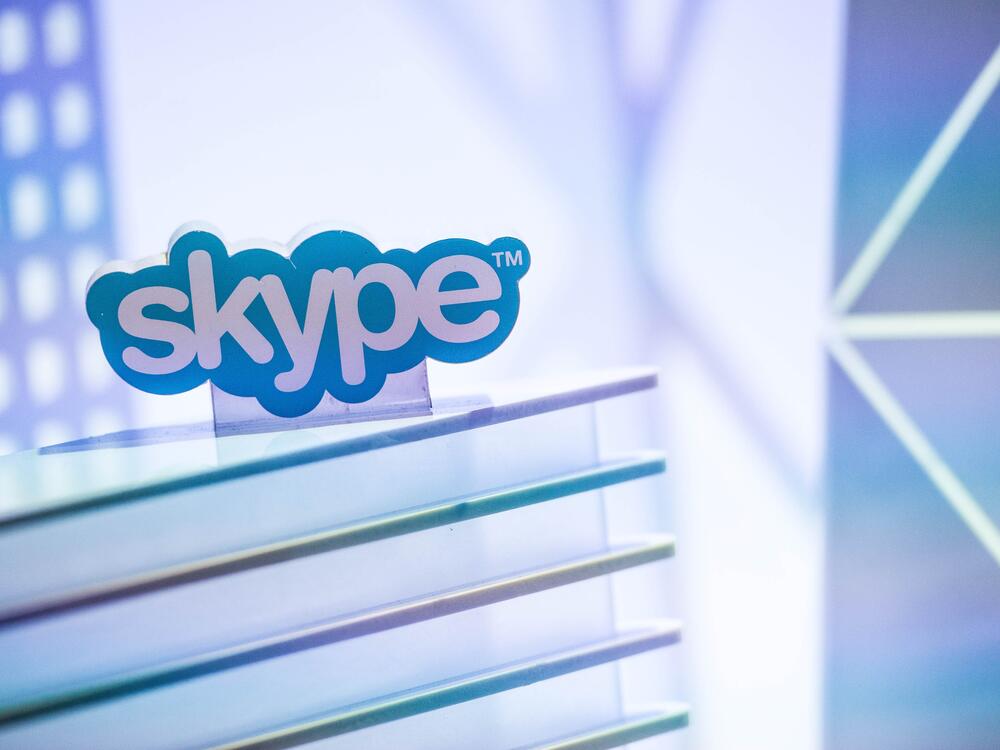 A Skype logo is seen at the Mobile World Congress 2015 in Barcelona, Spain. The video conferencing app is shutting down on Monday.