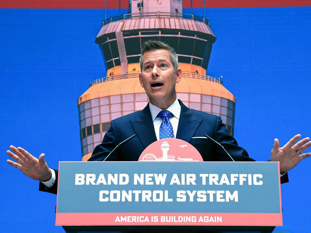 U.S. Transportation Secretary Sean Duffy speaks at an event unveiling a new U.S. air traffic control system at the Department of Transportation on Thursday in Washington, D.C.