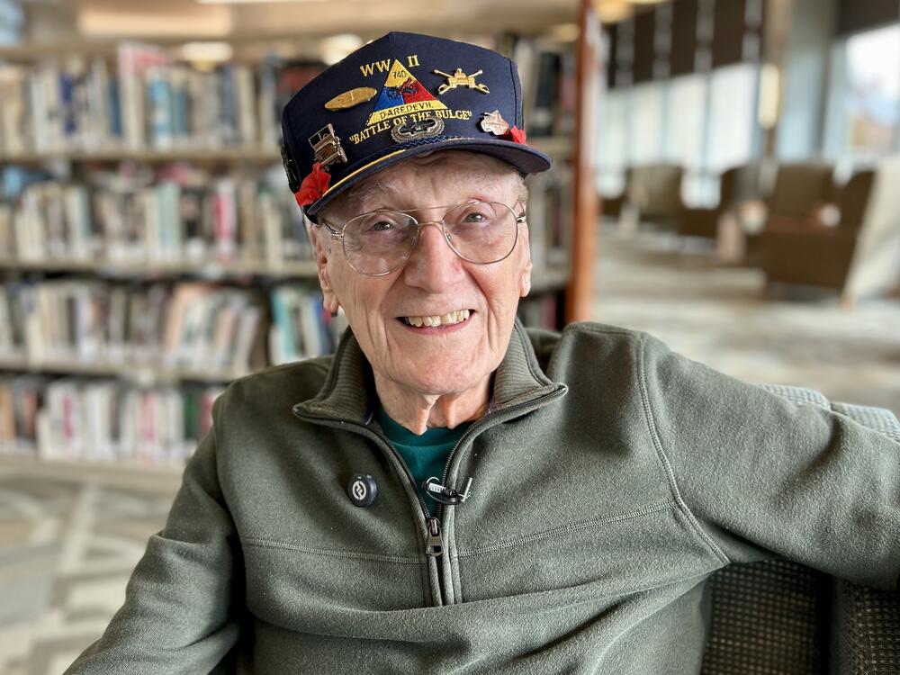 Harry Miller, a veteran of the Army and Air Force, is pictured in the library of the Armed Forces Retirement Home in Washington, D.C.