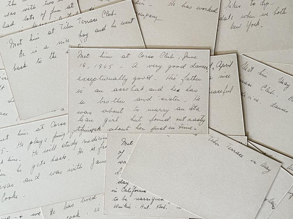 My mother kept notes on the soldiers she met. The top one reads: 