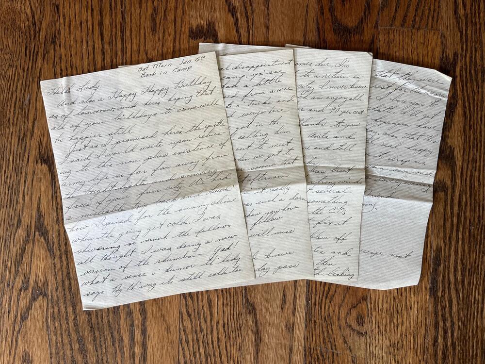 By today's standards these Greatest Generation guys are practically calligraphers — swirling cursive script, lines straight even on unruled paper.