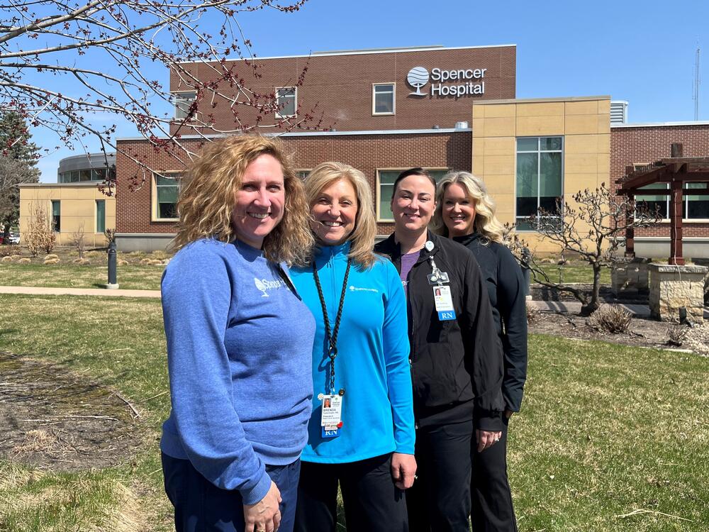 Spencer Hospital CEO Brenda Tiefenthaler (second from left) vows to maintain the facility's mental health services, with help from behavioral health services director Kerri Dandy (left), nursing director Jen Dau (third from left) and outreach navigator Jill Barr.