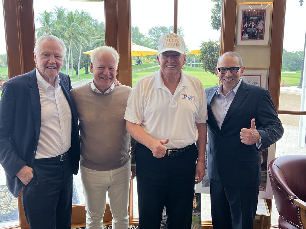 Actor Jon Voight, his advisor and CEO of SP Media Group Steven Paul, President Trump, and SP Media Group/Atlas Comics president Scott Karol met at Mar-a-Lago over the weekend.
