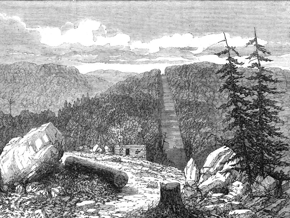 This 1861 illustration shows the boundary line between the United States and Canada.