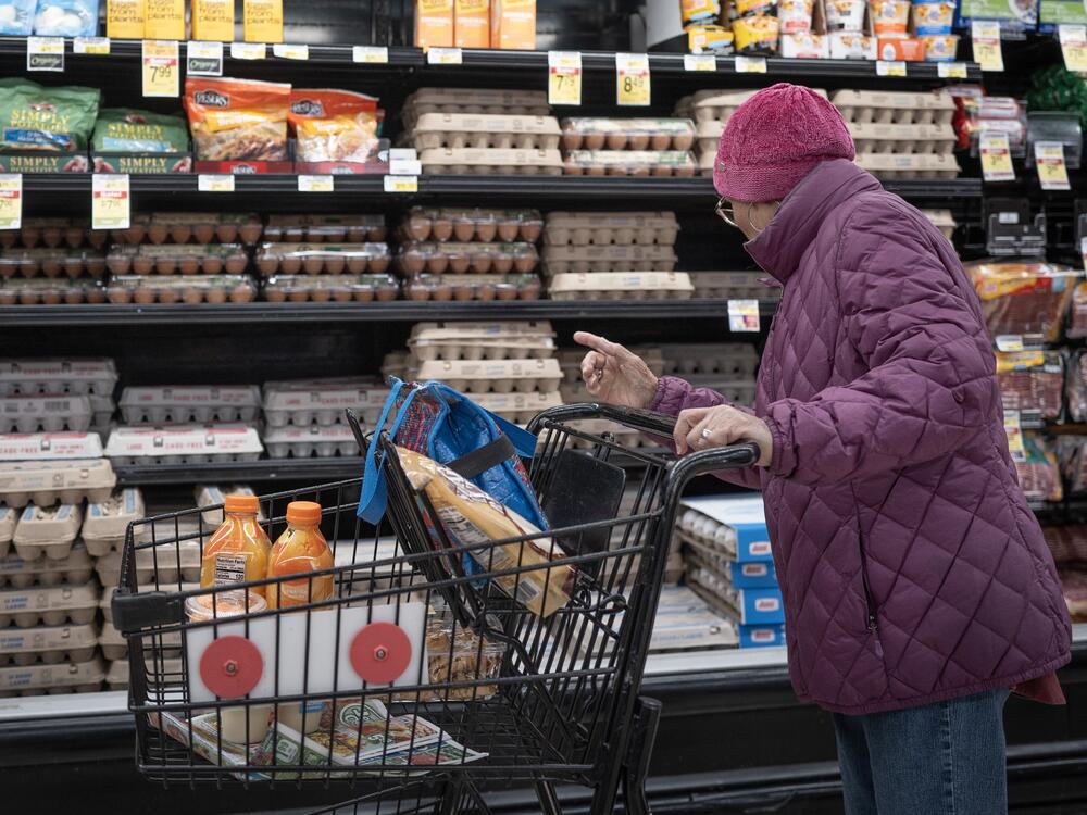 A customer shops for eggs at a  grocery store on March 12, 2025 in Chicago.