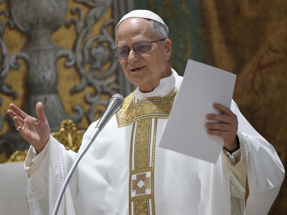 Pope Leo XIV concelebrates Mass with the College of Cardinals inside the Sistine Chapel on Friday, the day after his election.