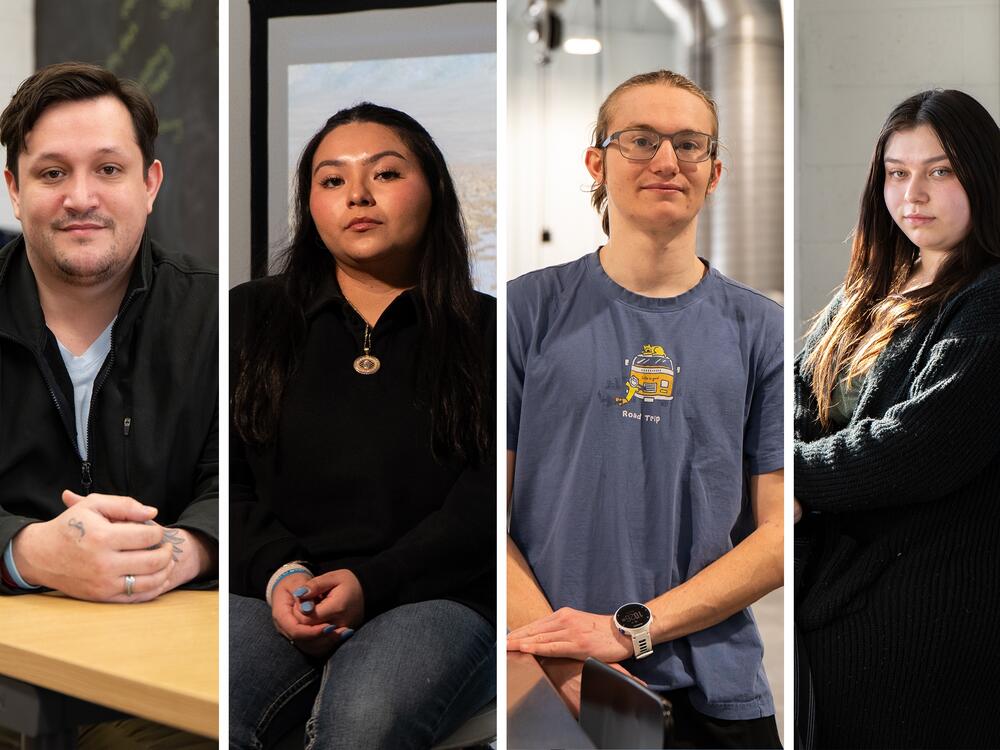 Muscatine Community College students in Iowa may get to pursue bachelor's degrees. From left: Jake Siefers is majoring in psychology, Elexiana Oliva is majoring in criminal justice, Shiloh Morter plans to become an engineer and Jaylea Perez is pursuing psychology.