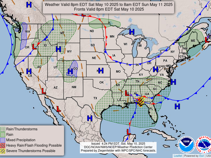 National forecast chart from the National Oceanic and Atmospheric Administration.