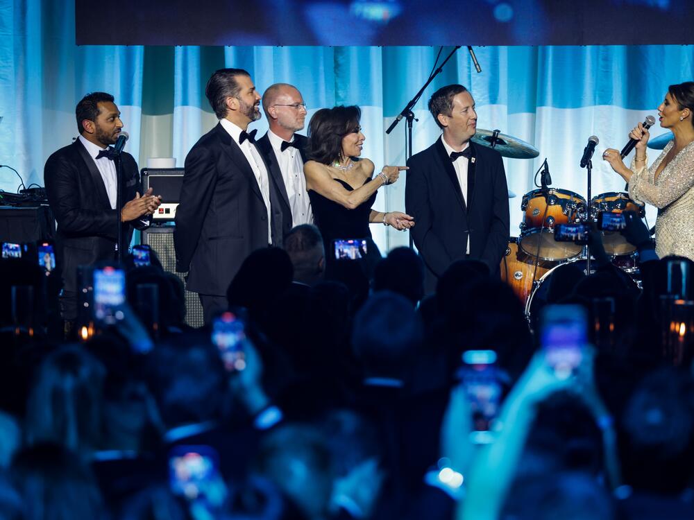 (L-R) Kash Patel, now the FBI director; Donald Trump Jr.; Brendan Carr, now chairman of the Federal Communications Commission; Jeanine Pirro; Sergio Gor, now the head of the White House Office of Presidential Personnel, and Alina Habba, now the acting U.S. attorney for New Jersey, attend the Turning Point USA Inaugural-Eve Ball on January 19, 2025 in Washington, D.C.