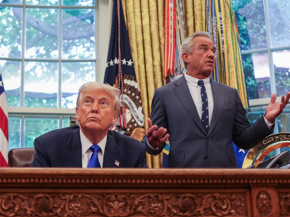 Health Secretary Robert F. Kennedy Jr. with President Trump in the Oval Office on May 5, 2025.