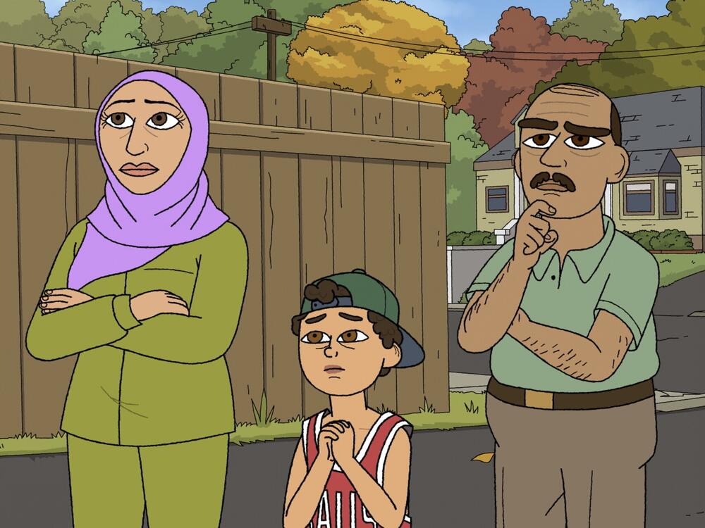 Rumi (center) confronts Islamophobia, in addition to typical middle school concerns, in <em>#1 Happy Family USA. </em>