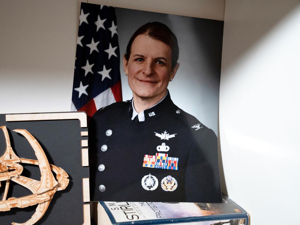 Col. Bree Fram's Space Force portrait is seen at her home on March 9, 2025 in Virginia.