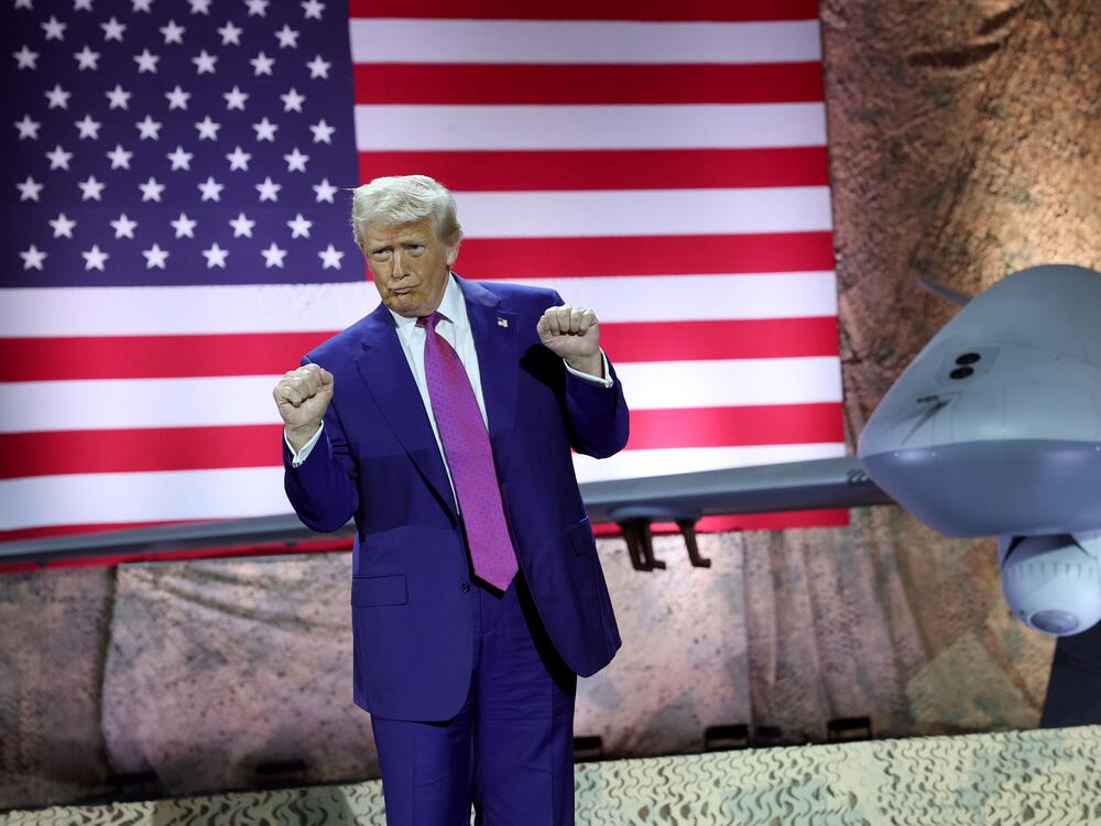 President Trump dances as his campaign song 