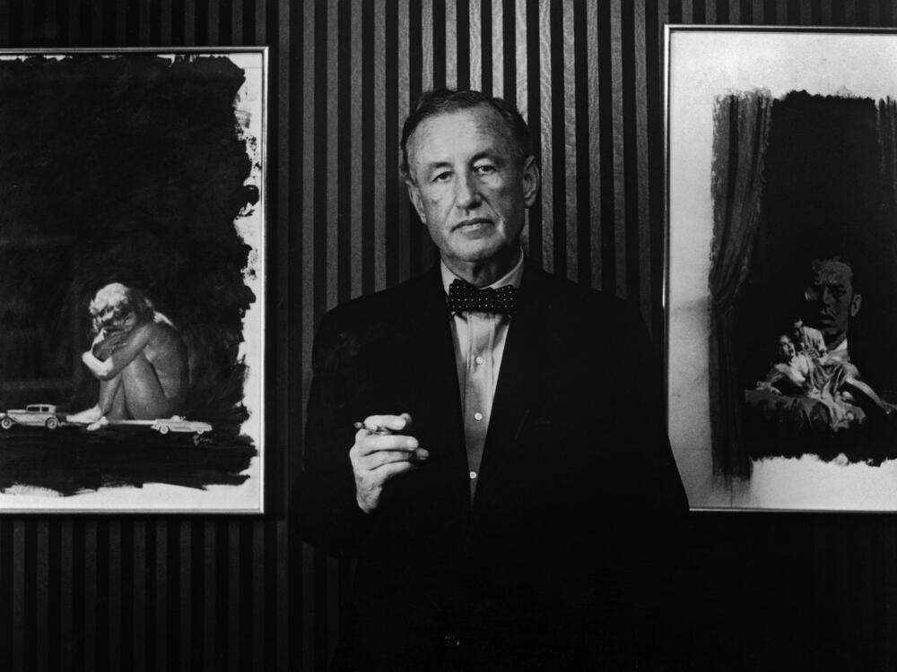 British author and creator of James Bond Ian Fleming (1908-1964) with two pieces of original artwork from the American hardback editions of his books, circa 1960.