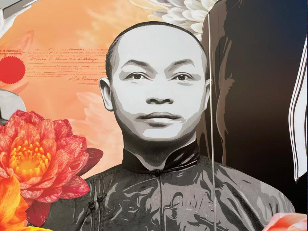 Painted portrait of Wong Kim Ark in the Asian American Community Heroes Mural, located in San Francisco's Chinatown.