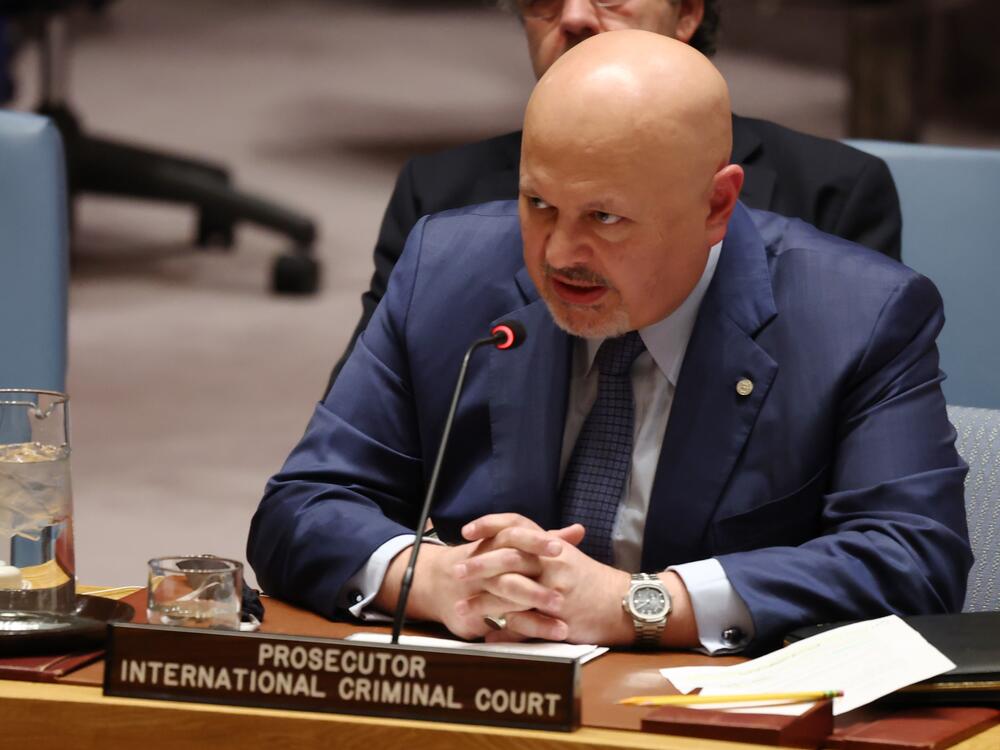 International Criminal Court chief prosecutor Karim Khan attends a United Nations Security Council meeting on Sudan and South Sudan in January in New York City.