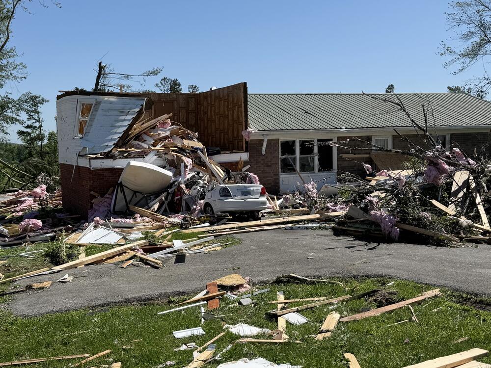 A home has been severely damaged by a powerful storm that hit London, Ky., overnight.