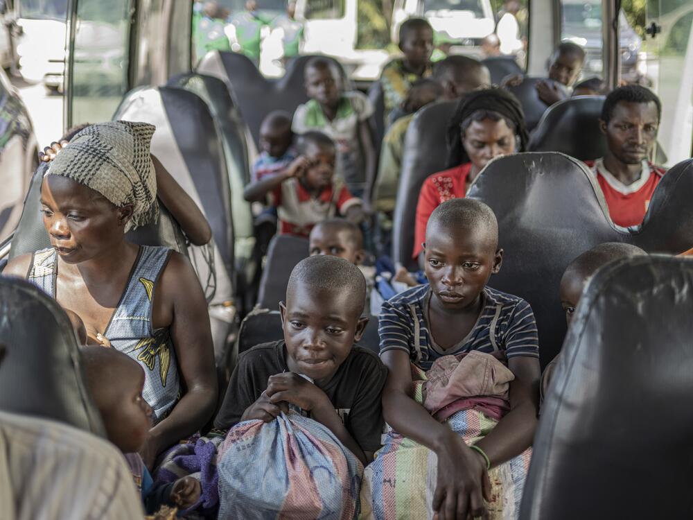 Hundreds of Rwandan refugees who were living in eastern Congo since the 1994 Rwanda genocide are repatriated by bus from Goma, Democratic Republic of the Congo, on Saturday, May 17, 2025.
