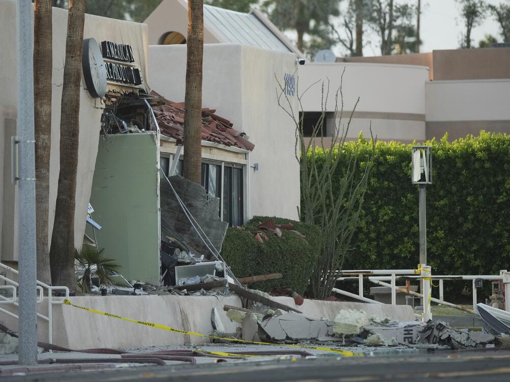 Damage to a building is seen after an explosion in Palm Springs, Calif., on Saturday, May 17, 2025.