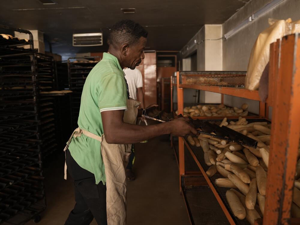 A worker at a bakery in Khartoum. The owner has returned after fleeing due to the fighting.