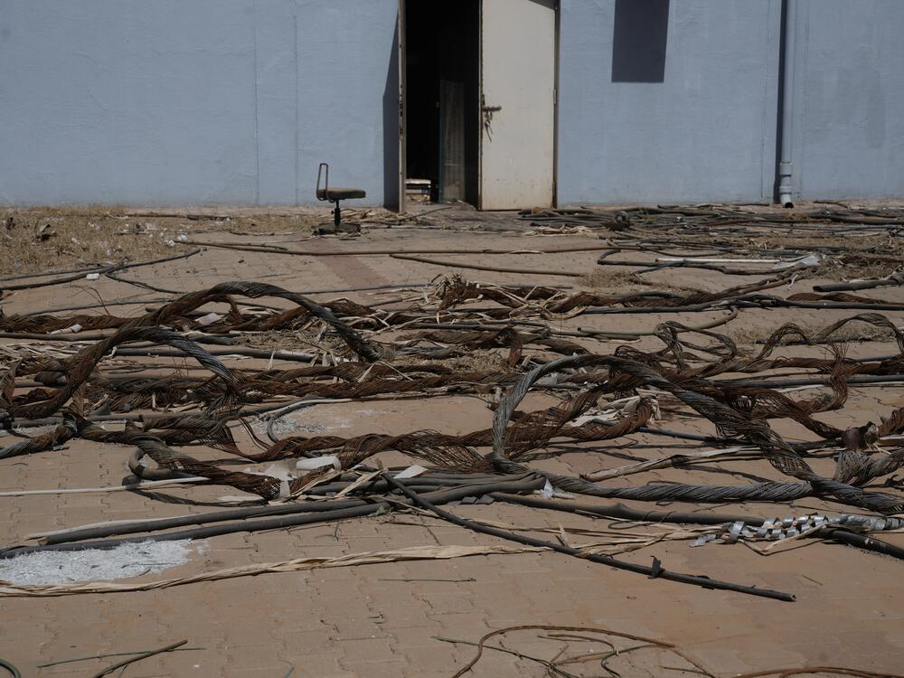 Plastic is all that remains of electric cables at the Ibn Sina Specialist Hospital in Khartoum that were stripped for copper. The hospital was occupied by the RSF.
