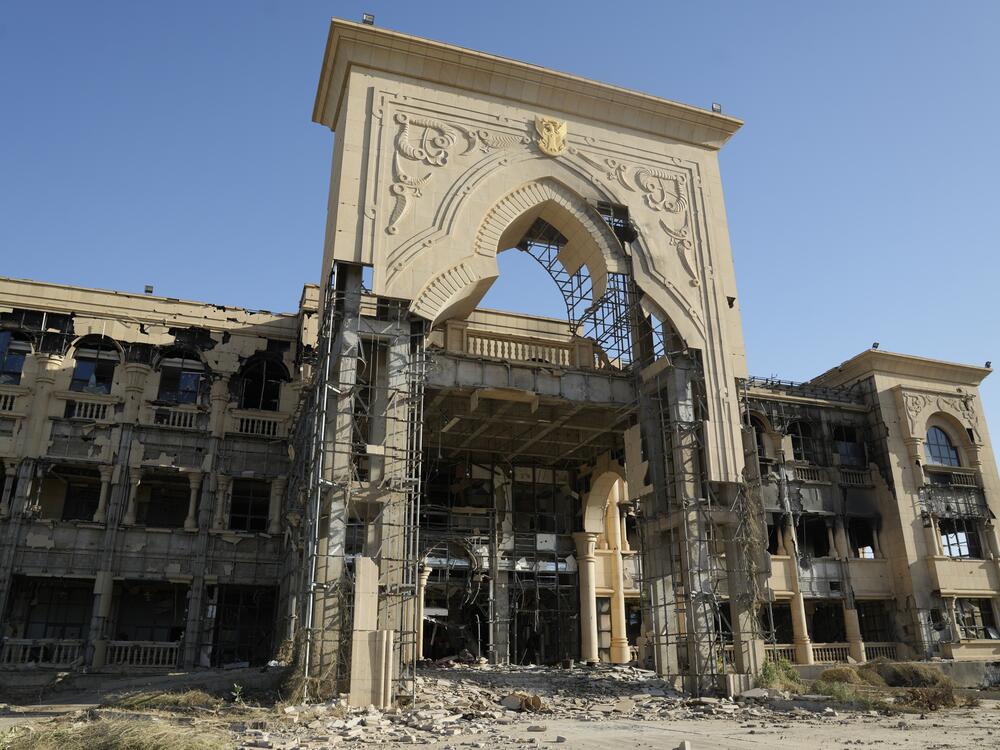 The Republican Palace, damaged by RSF forces and recaptured by the Sudanese army in March.