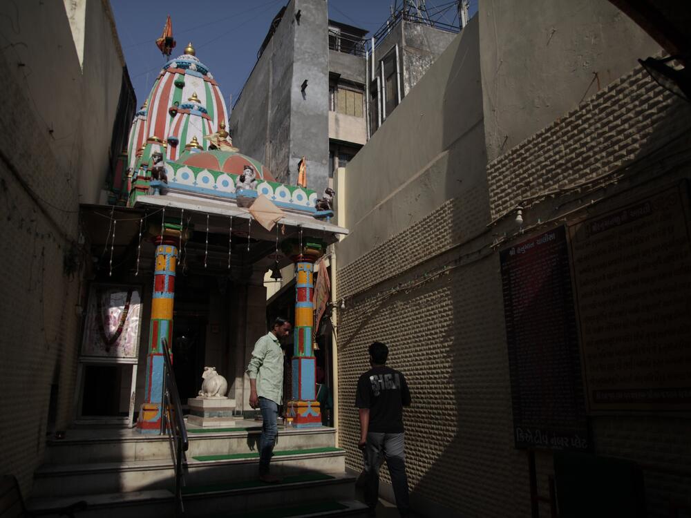 The Chamatkarik Shree Hanumanji Mandir in the old city of Ahmedabad, in western India, is seen by worshippers as a place where prayers to obtain visas to Western countries are answered.