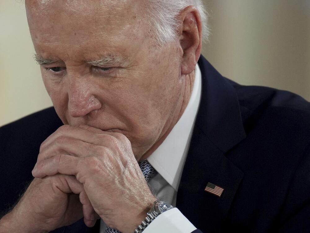 Joe Biden attends a roundtable session at the G7 world leaders summit in Italy, June 13, 2024.