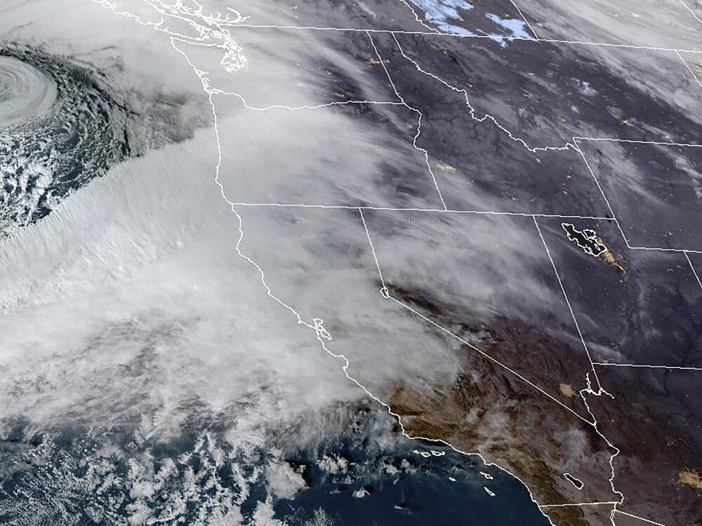 A satellite image of an atmospheric river moving in on Northern California and the Pacific Northwest in November 2024. Satellites operated by NOAA and NASA provide crucial, round-the-clock weather data for the United States.