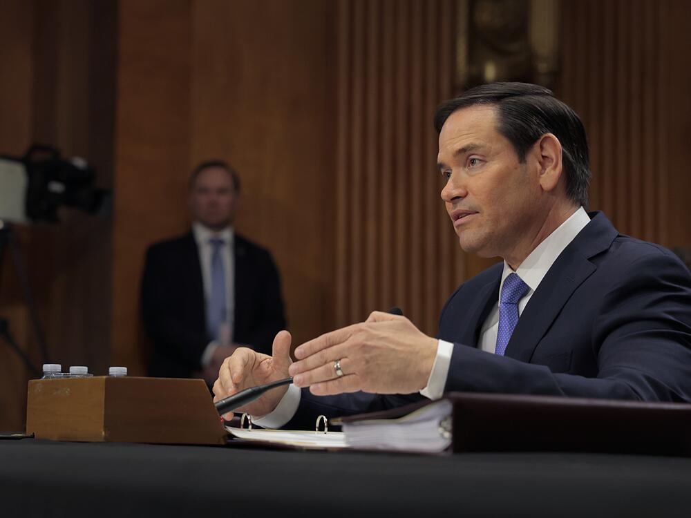 Secretary of State Marco Rubio speaks during a Senate Foreign Relations Committee hearing in the Dirksen Senate Office Building in Washington, D.C., Tuesday.