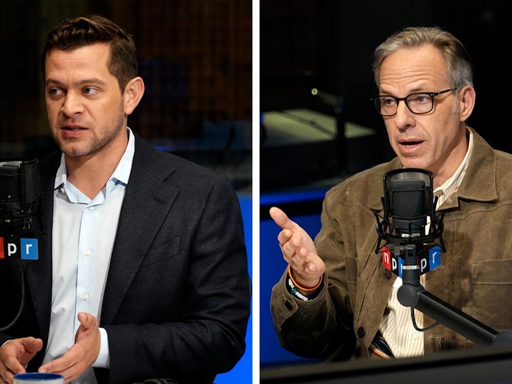 Axios reporter Alex Thompson (left) and CNN's Jake Tapper during an interview at NPR on Thursday.