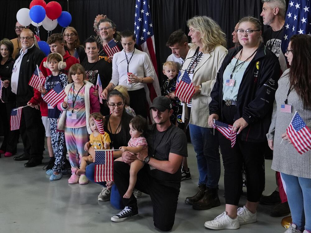 Afrikaner refugees from South Africa arrive, Monday, May 12, 2025, at Dulles International Airport in Dulles, Va.