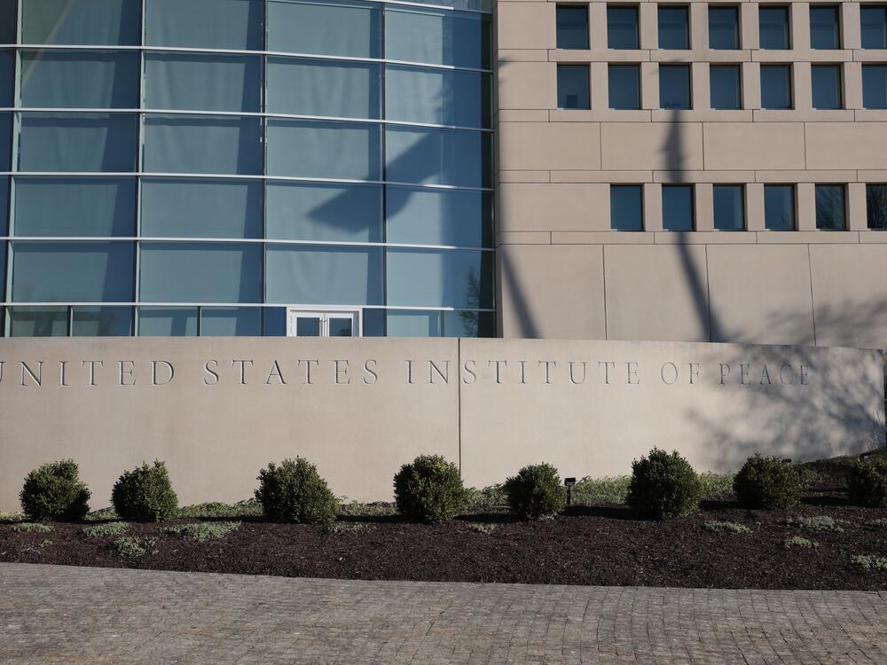 A view of the United States Institute of Peace (USIP) building headquarters on March 18 in Washington, D.C.