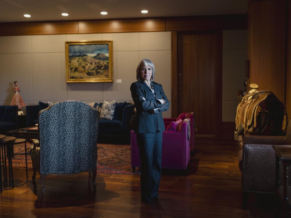 New Mexico Gov. Michelle Lujan Grisham, who has earmarked state money for two abortion clinics, poses for a portrait in her office inside the New Mexico State Capitol, also known as the Roundhouse, in Santa Fe.