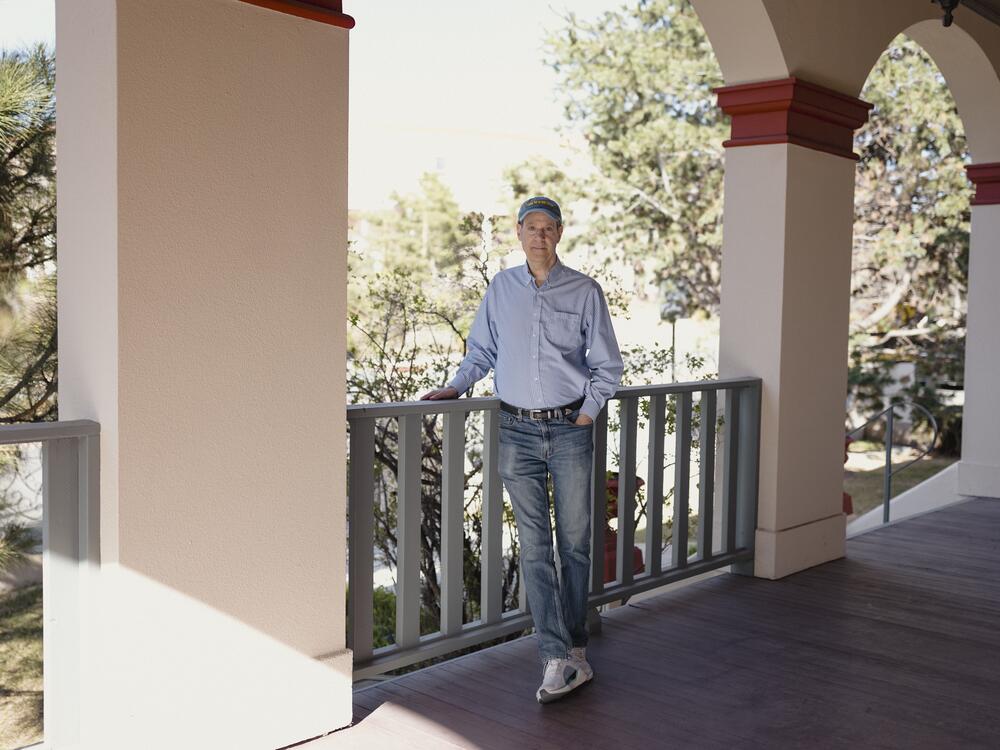 Fred Nathan Jr., the founder and executive director of Think New Mexico, poses for a portrait outside his office in Santa Fe. He says Gov. Michelle Lujan Grisham 