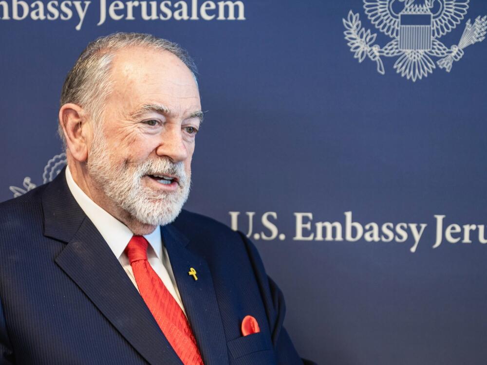 U.S. Ambassador to Israel Mike Huckabee sits for an interview with NPR on Wednesday.