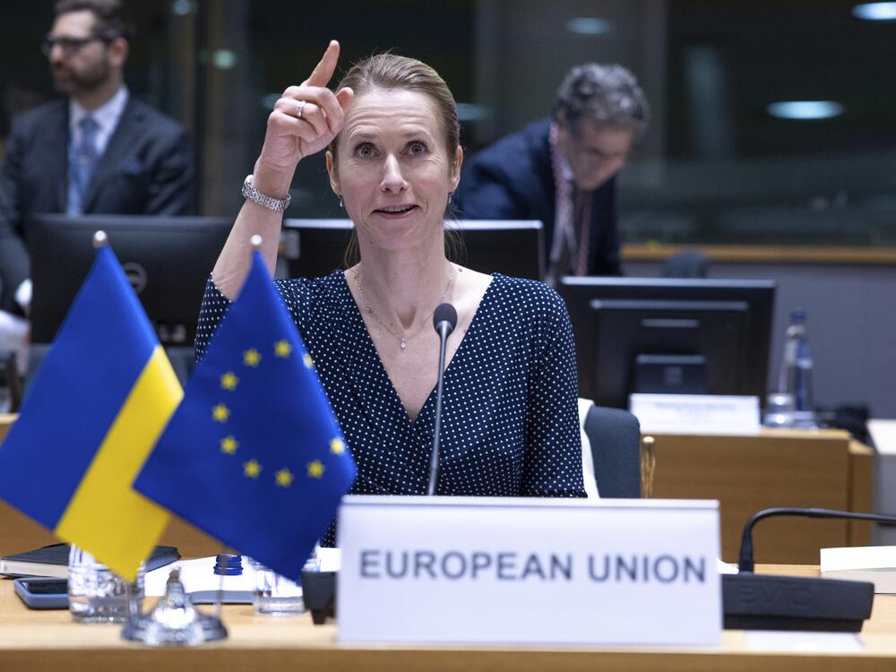 European Union foreign policy chief Kaja Kallas attends the EU-Ukraine Association Council at the European Council building in Brussels  April 9, 2025.