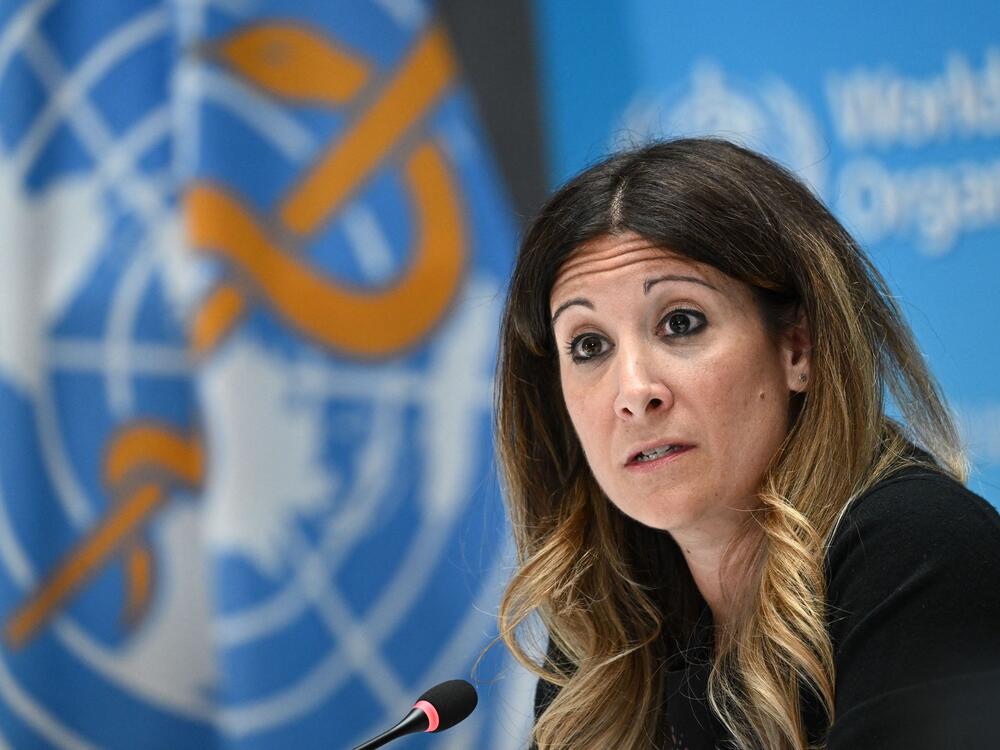 Maria Van Kerkhove speaks at a World Health Organization press conference. The public face of WHO at over 250 briefings on COVID, she says she and her colleagues are now scrambling to respond to the 
