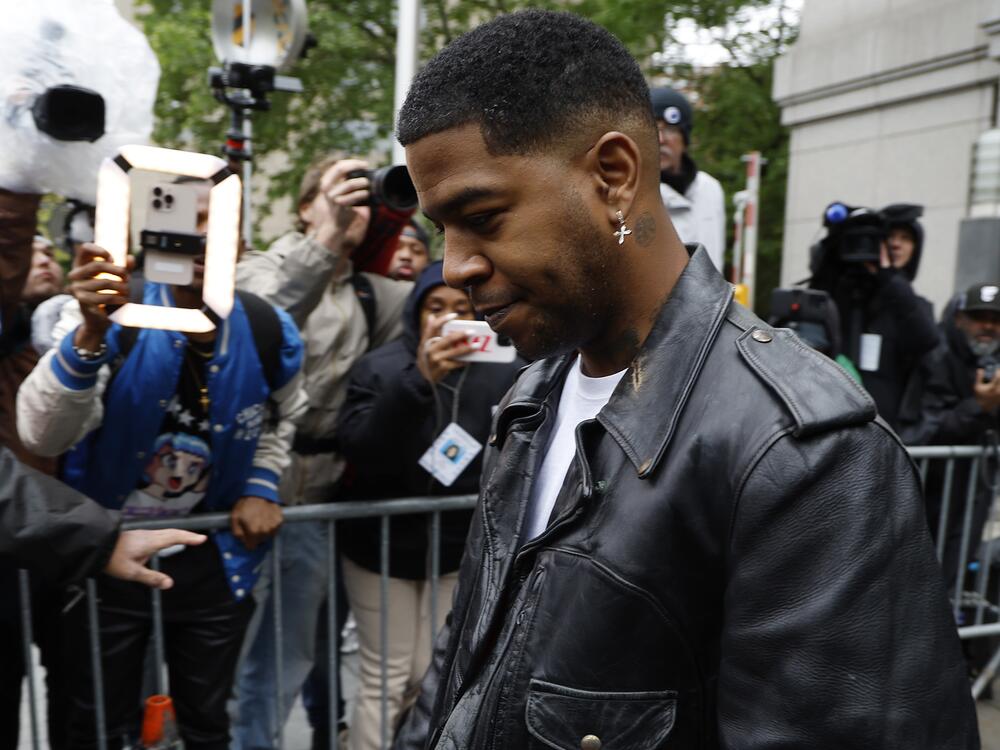 The musician Kid Cudi departs the court after testifying as a witness during the trial of Sean Combs on May 22, 2025 in New York City.