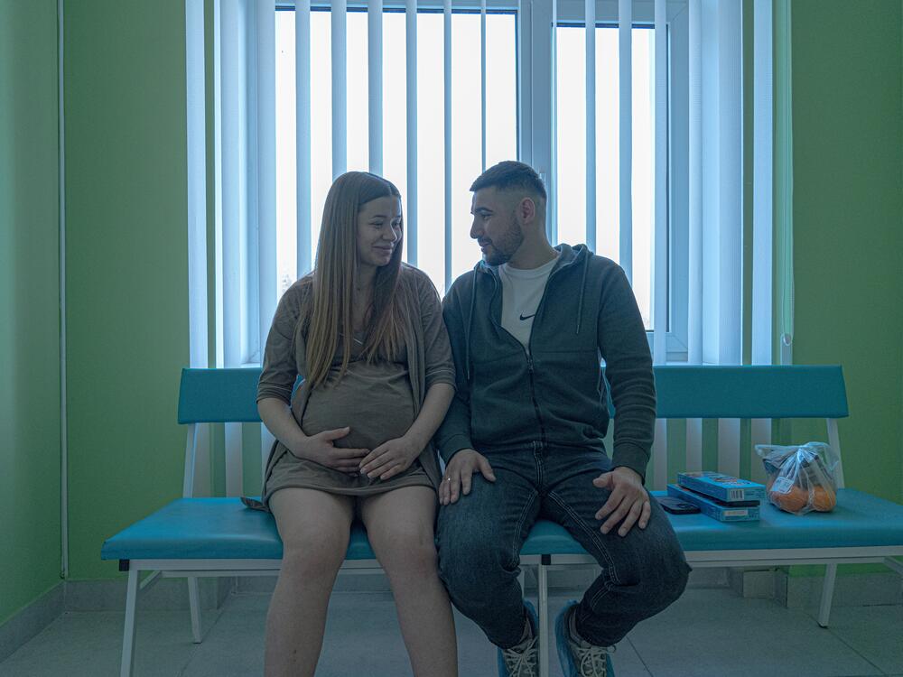 Khrystyna Deshchenko, 24, and Valentyn Deshchenko, 25, are waiting for the birth of their first child at the Sloviansk City Clinical Hospital.