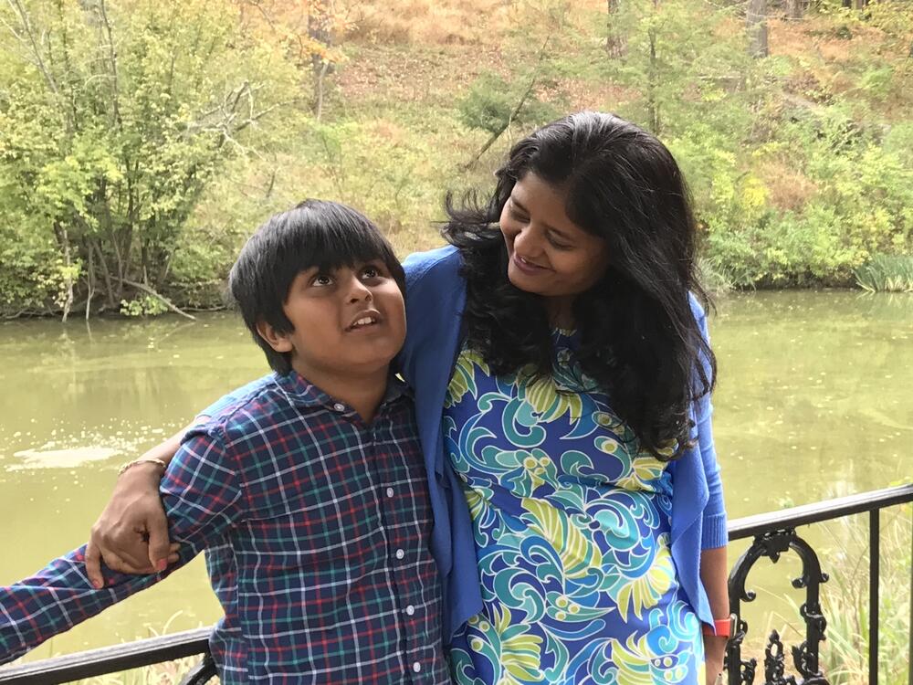 Tulika Prasad and her son, Vedant, in 2016.