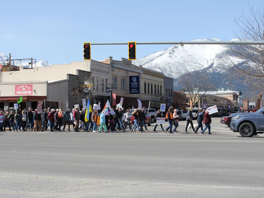 Some residents of Hamilton, Mont., in April protest efforts to restructure the nation's government. Federal scientific research and forestry work are part of this small town's economic bedrock.