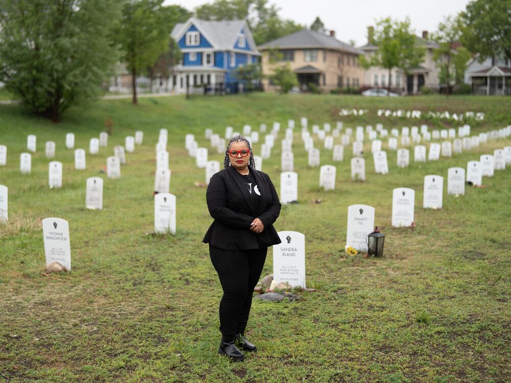 Rev. Dr. Jia Starr Brown, a longtime pastor, educator, and activist in the Twin Cities, poses for a portrait at the Say Their Names Cemetery near George Floyd Square.