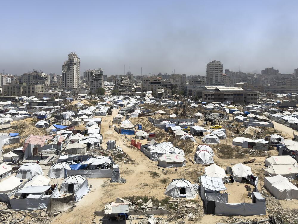 Gaza City tents on May 25, 2025.